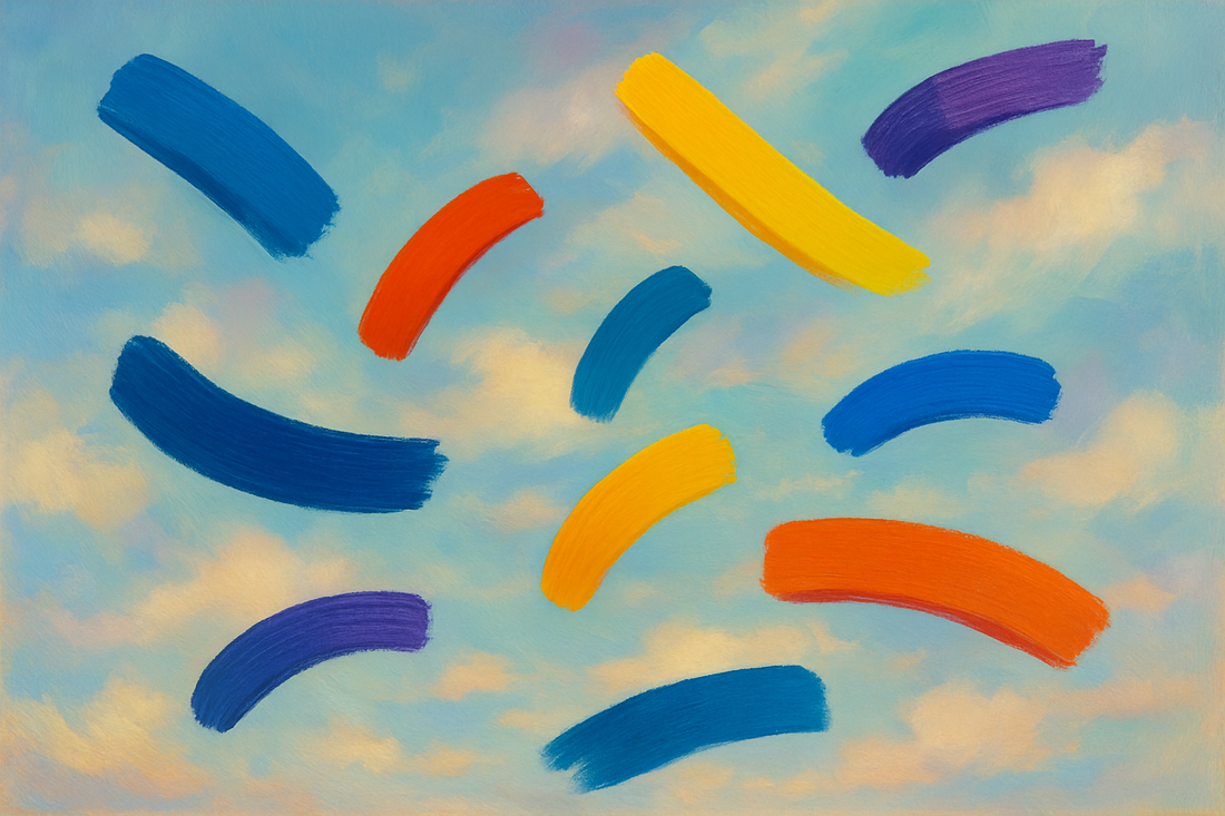 solid floting colourful stroke in a floting sky